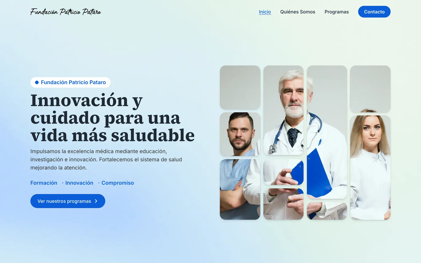 Home page at desktop size